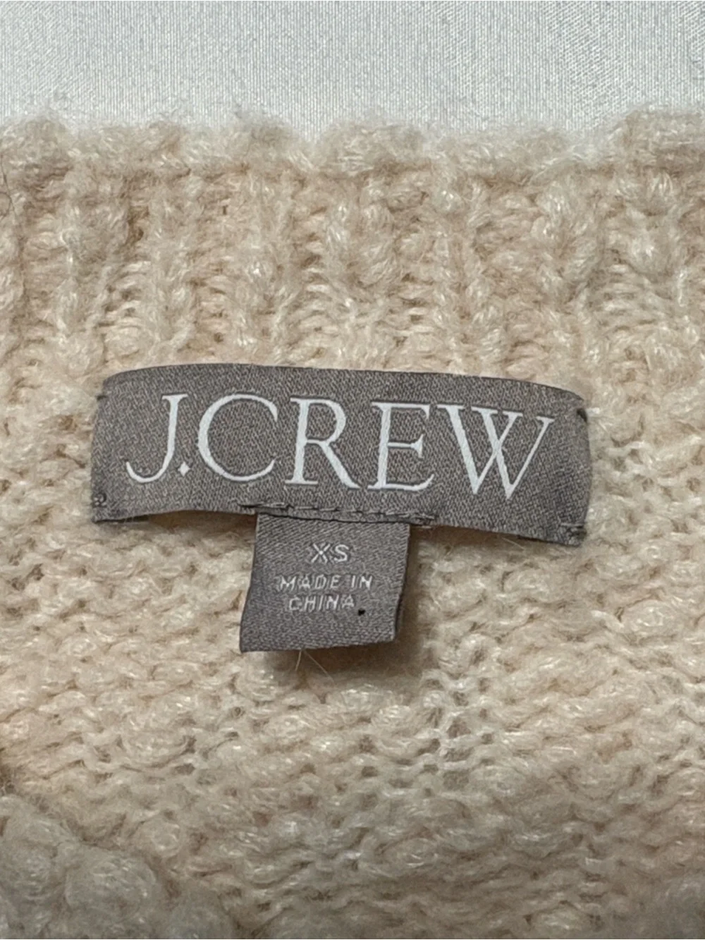 J. Crew Cuffed Mockneck Sweater Size XS Cream Textured Oversized Cozy Warm